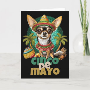 Tarjeta Diseño Divertido de Perro para Cinco De Mayo Chihu