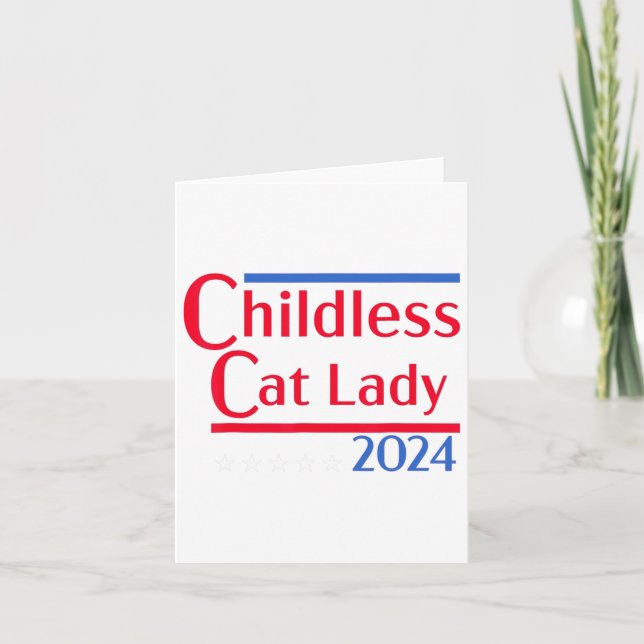 Tarjeta Diseño Divertido Mujer Gato Sin Hijos Regalos 2024 (Anverso)