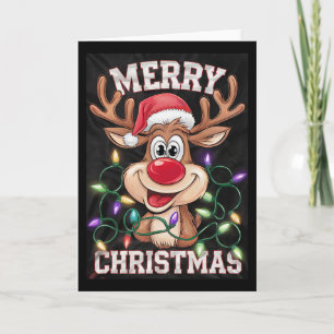 Tarjeta Diseño Divertido Reno de Navidad Alegre con Ojos S