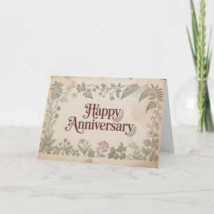 Tarjeta Diseño Elegante Vintage de "Feliz Aniversario"