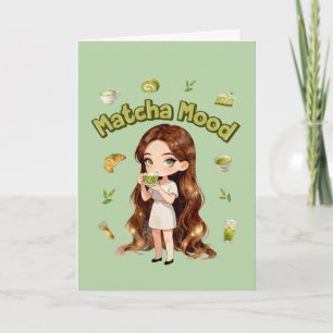 Tarjeta Diseño Estético de Matcha Mood Vibraciones de Té V