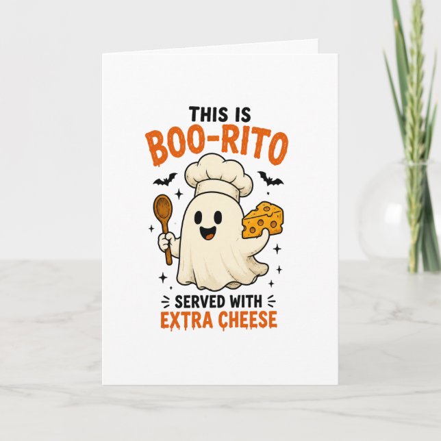 Tarjeta Diseño “Esto es Boo-Rito servido con queso extra” (Anverso)