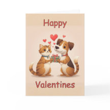 Diseño Feliz San Valentín Gato y Perro