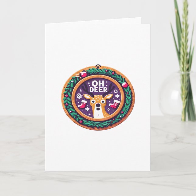 Tarjeta Diseño festivo de ciervos de Navidad (Anverso)