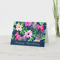 DISEÑO FLORAL ARTE DE COLOR DE AGUA FELIZ CUMPLEAÑ