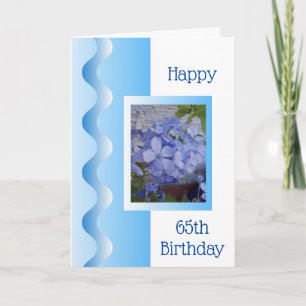 Tarjeta Diseño floral azul personalizado 65º cumpleaños