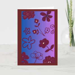 Tarjeta Diseño floral azul púrpura y burgundy