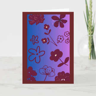 Tarjeta Diseño floral azul púrpura y burgundy