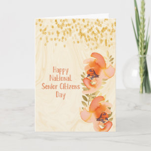 Tarjeta Diseño floral con diamantes falsos para la mayor e