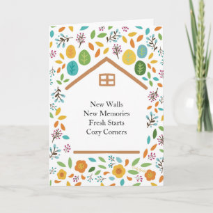 Tarjeta Diseño Floral de Calentamiento de Casa Nueva
