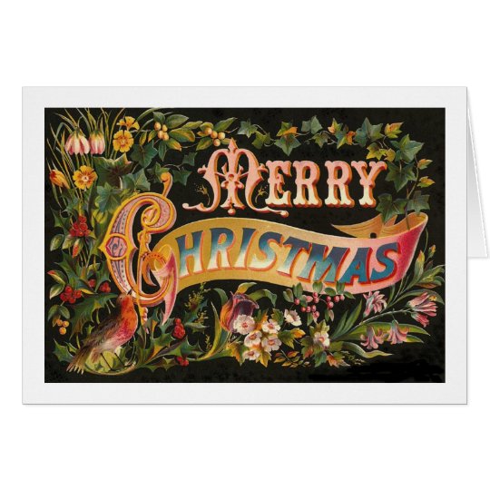 Tarjeta Diseño floral de las Felices Navidad del vintage