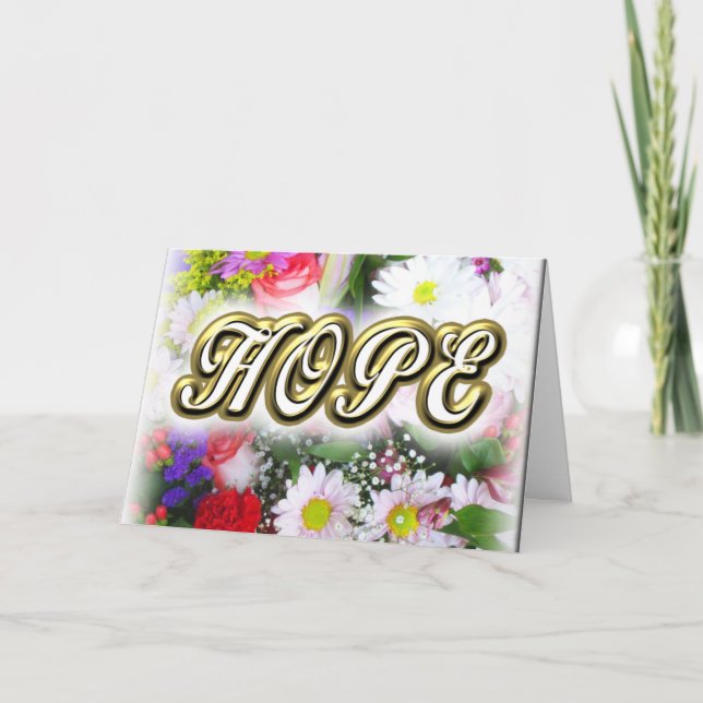 Tarjeta Diseño floral de vacaciones con HOPE escrito en el (Anverso)