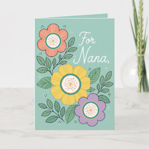Tarjeta Diseño Floral “Para Nana” Lindo Diseño de Flores p