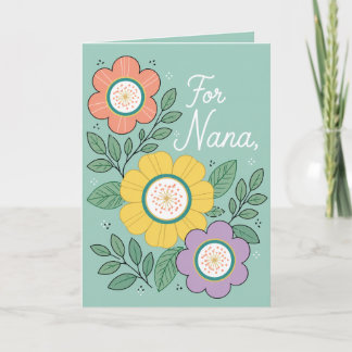 Tarjeta Diseño Floral “Para Nana” Lindo Diseño de Flores p