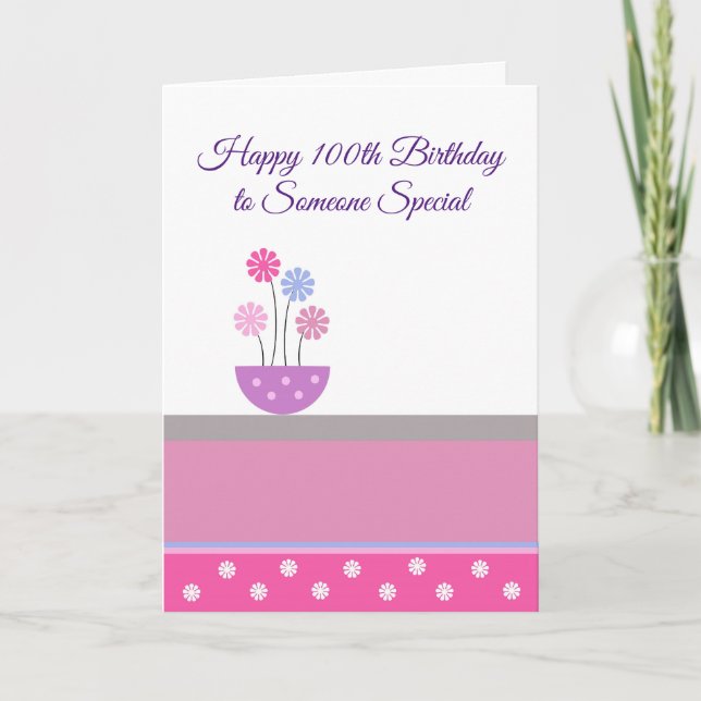 Tarjeta Diseño floral personalizado 100 cumpleaños (Anverso)