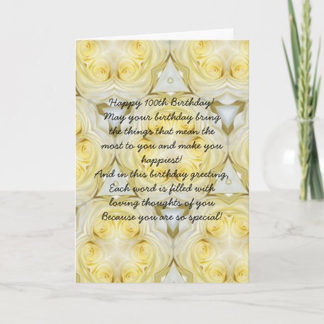 Tarjeta Diseño floral personalizado 100 cumpleaños (Anverso)