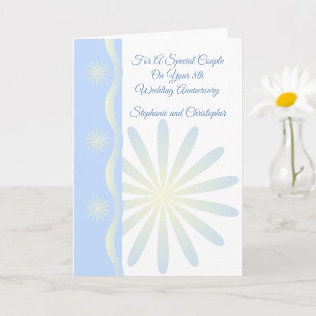 Tarjeta Diseño floral Personalizado 8º Aniversario Boda (Planta pequeña)