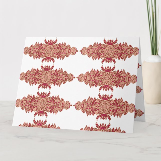 Tarjeta Diseño floral rojo y naranja con gráfico ornamenta (Anverso)