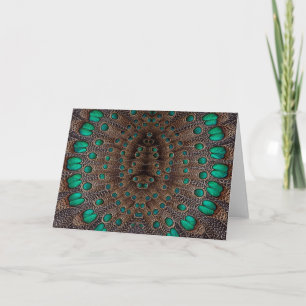 Tarjeta Diseño fractal de plumas de faisán