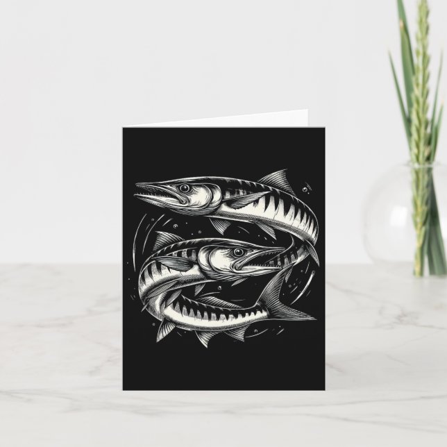 Tarjeta Diseño Gráfico De Arte De Pescado Rracuda Para Muj (Anverso)