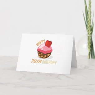 Tarjeta Diseño lindo de 70 cumpleaños con pastel de chocol