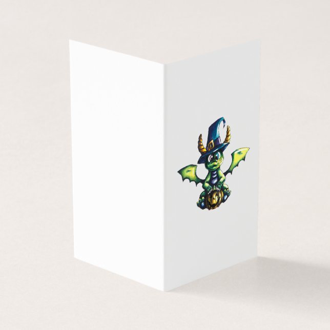 Tarjeta Diseño mágico de dragones de Halloween (Exterior)