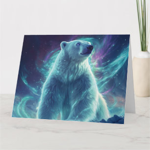 Tarjeta Diseño majestuoso de oso polar con luces boreales