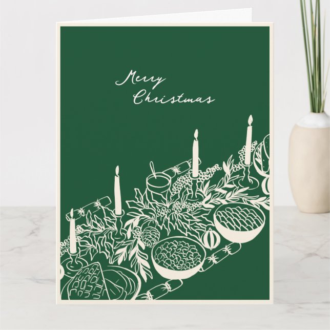 Tarjeta Diseño Mínimo de Mesa Feliz Navidad Personalizada  (Anverso)