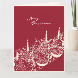 Tarjeta Diseño Mínimo de Mesa Feliz Navidad Personalizada