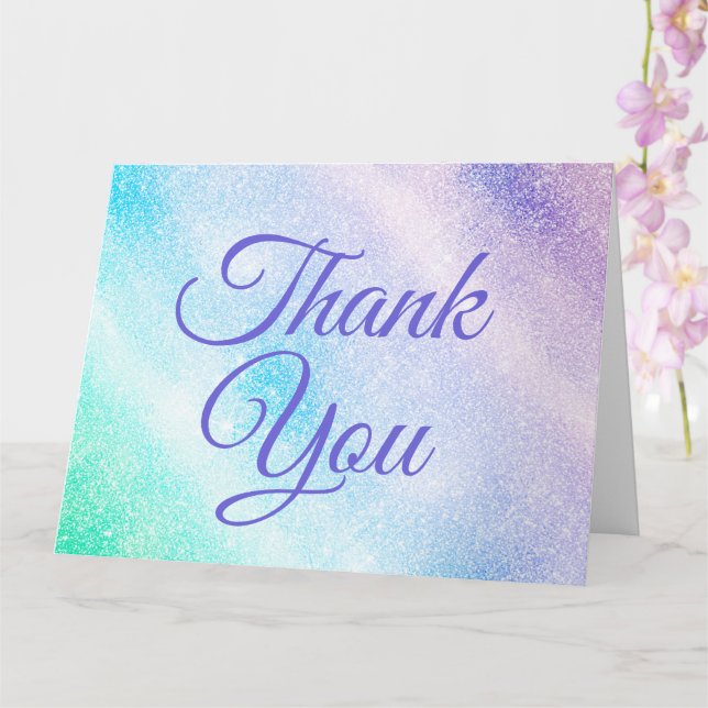 Tarjeta Diseño moderno Purpurina azul morado Ombre Glam (Orquídea)