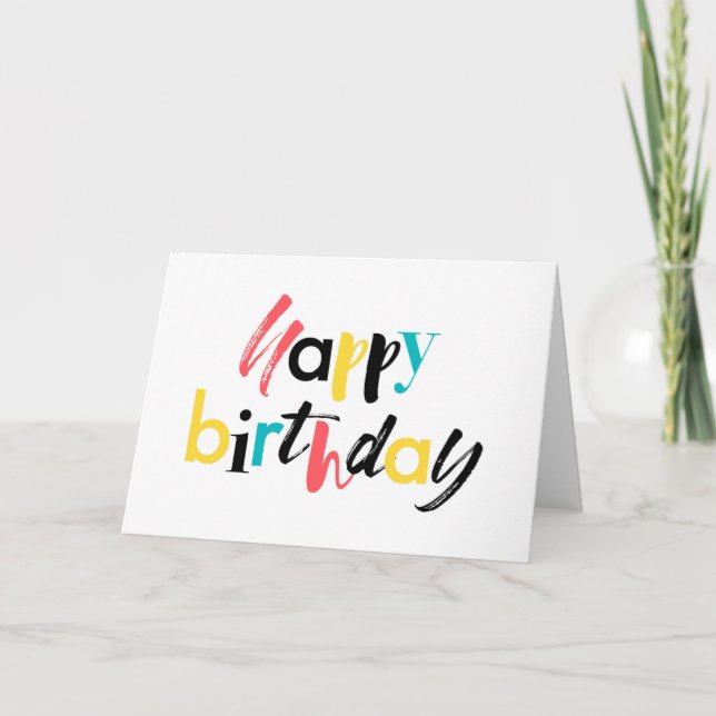 Tarjeta Diseño moderno y alegre de "Feliz Cumpleaños" (Anverso)