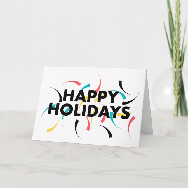 Tarjeta Diseño moderno y divertido de "Felices Fiestas" (Anverso)
