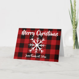 Tarjeta Diseño navideño de vacaciones rústico a cuadros ro