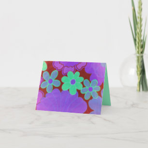 Tarjeta Diseño-Notecards Mirada-Floral retro brillante