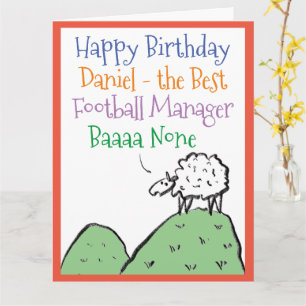 Tarjeta Diseño ovino Feliz cumpleaños a entrenador de fútb