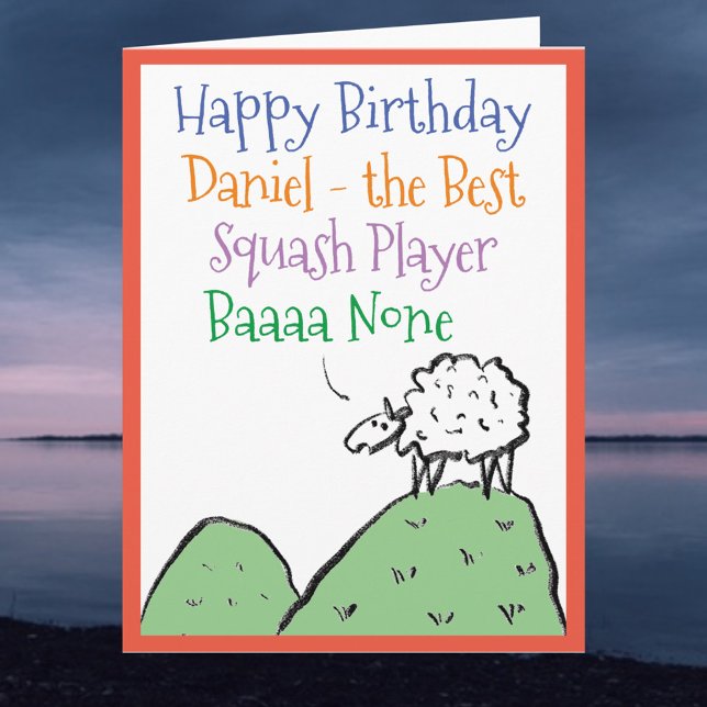 Tarjeta Diseño ovino Feliz cumpleaños a jugador de squash (Subido por el creador)