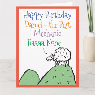 Tarjeta Diseño ovino Feliz cumpleaños a mecánico