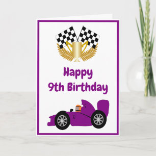 Tarjeta Diseño personalizado de coches de Carreras púrpura