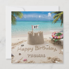 Tarjeta Diseño personalizado de cumpleaños en la playa