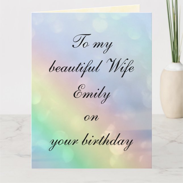 Tarjeta Diseño personalizado de la esposa Birthday (Anverso)
