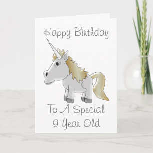 Tarjeta Diseño personalizado de Unicorn por noveno anivers
