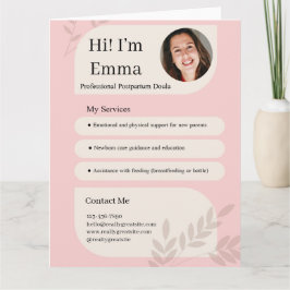 Tarjeta Diseño Profesional de Doula Postparto Rosa Rubor