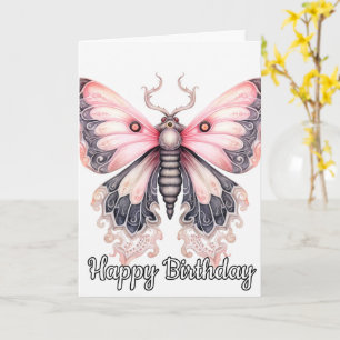 Tarjeta Diseño retro artístico de mariposa Cumpleaños