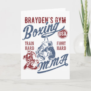 Tarjeta Diseño Retro de Brayden's Gym Boxing Mma para el n