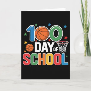 Tarjeta Diseño Retro de fanático de baloncesto de 100 días