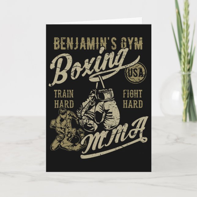 Tarjeta Diseño Retro de Gimnasio de Boxeo Mma de Benjamin  (Anverso)