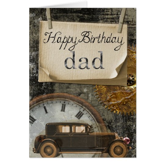Tarjeta Diseño retro del vintage del reloj del coche del