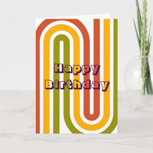Tarjeta Diseño retro, Feliz Cumpleaños (Anverso)