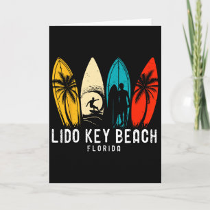 Tarjeta Diseño Retro Lido Key Beach Florida Surfboarder Pa