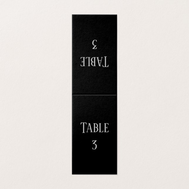 Tarjeta Diseño simple negro y gris - Número de mesa (Exterior desplegado)